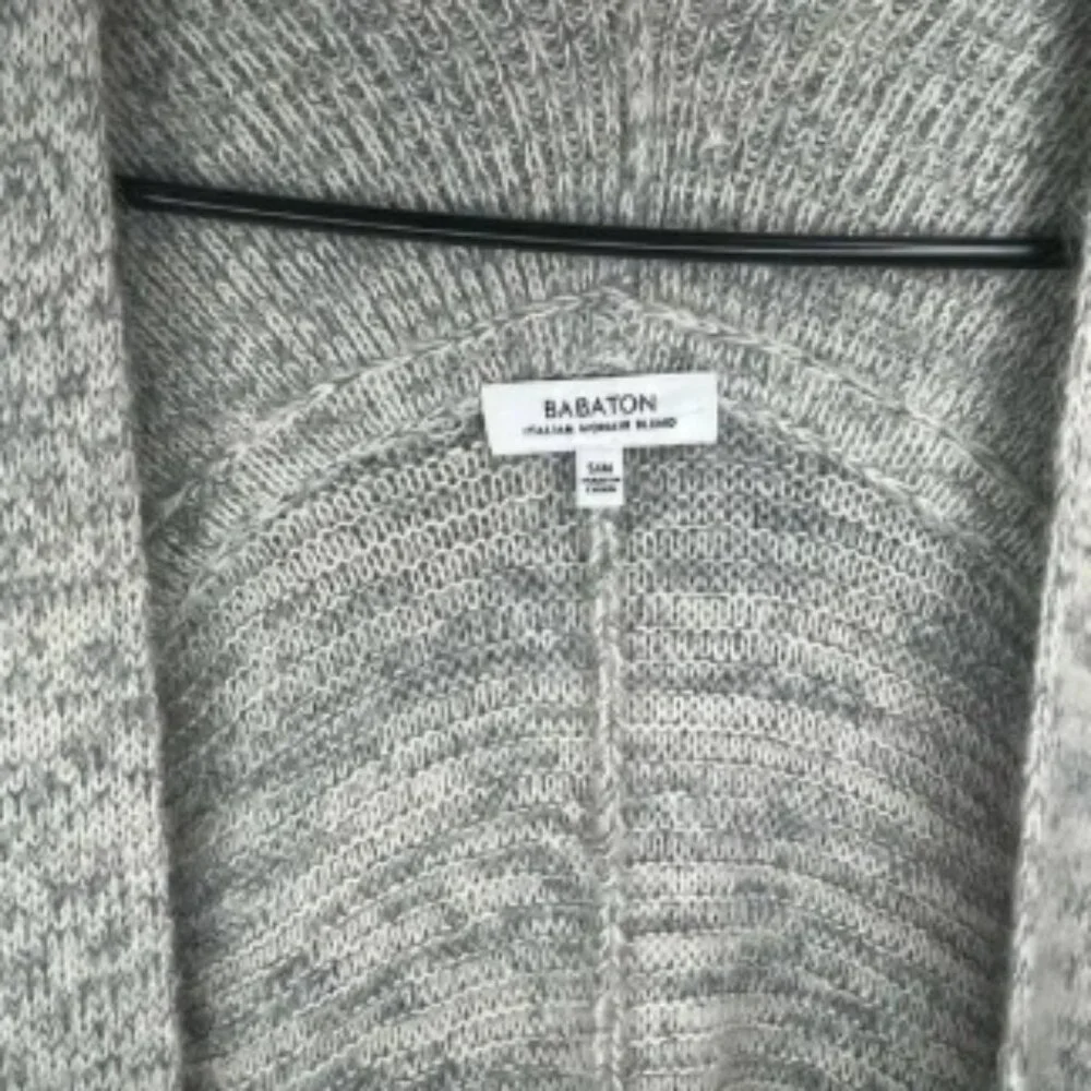 Babaton | women gray wool alpaca mohair blend sweater cardigan - Picture 2 of 4
